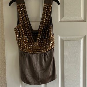 Bebe Gold and Brown Studded Women's Top